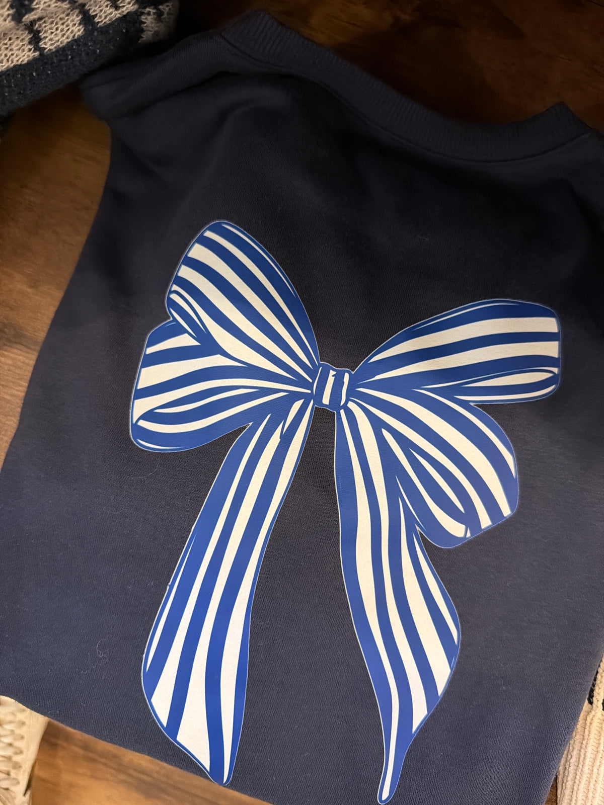 Navy Bow Back Crewneck Sweatshirt