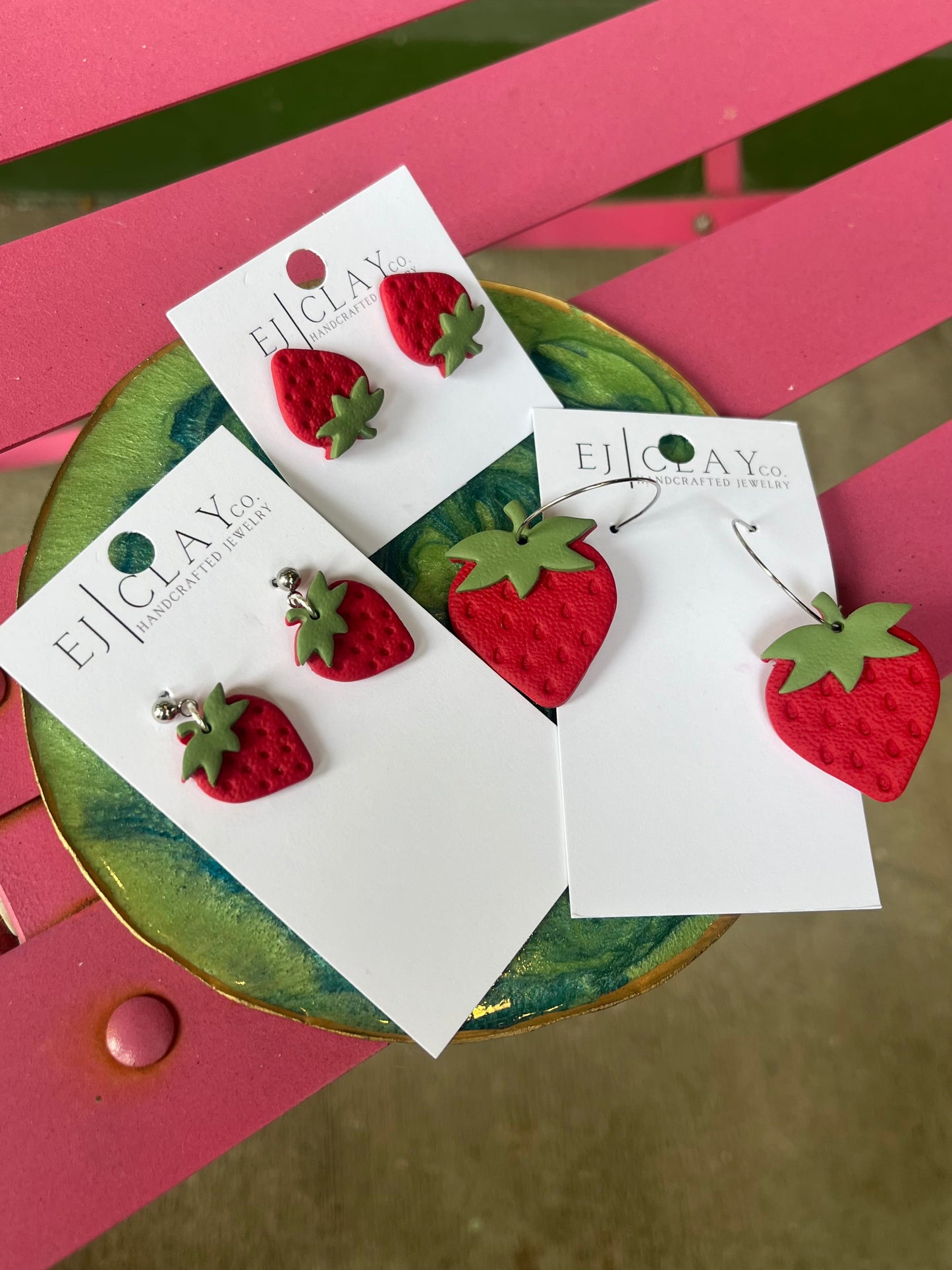 Strawberry clay earrings