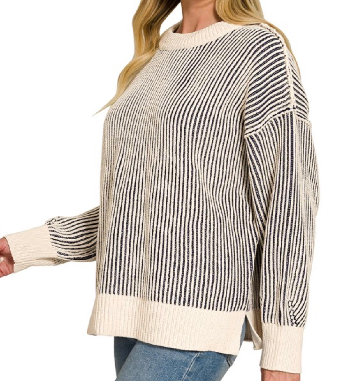 Two Tone Crewneck Sweater