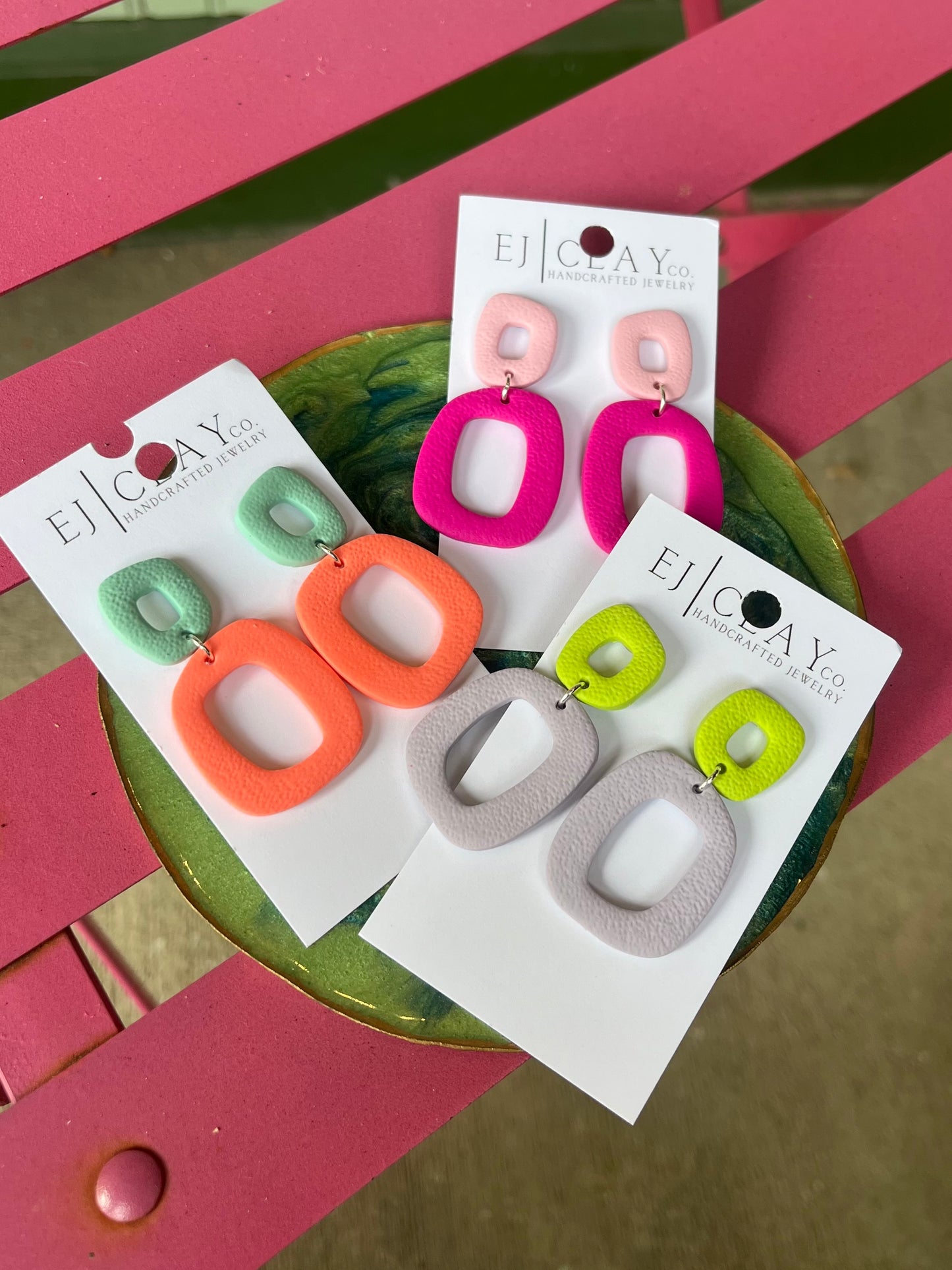 Two tone clay earrings