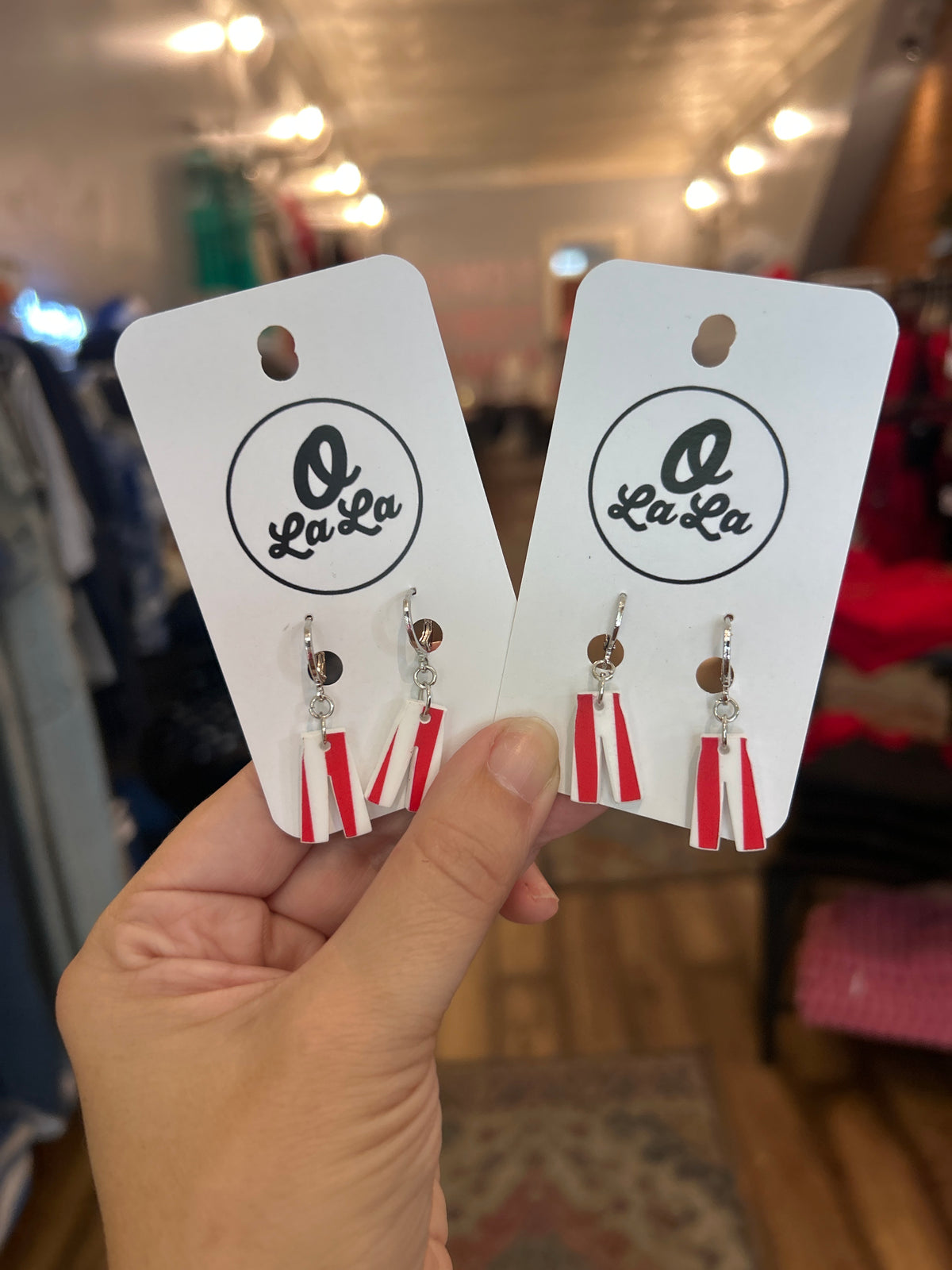 Mini candy striped pants earrings
