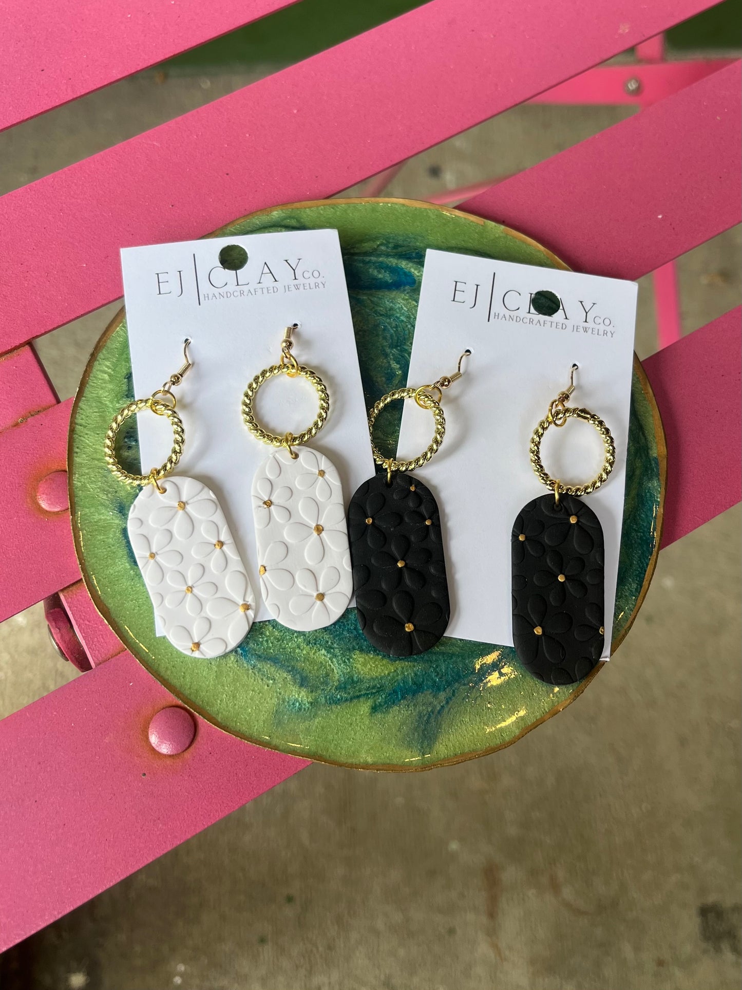 Textured clay/circle earrings