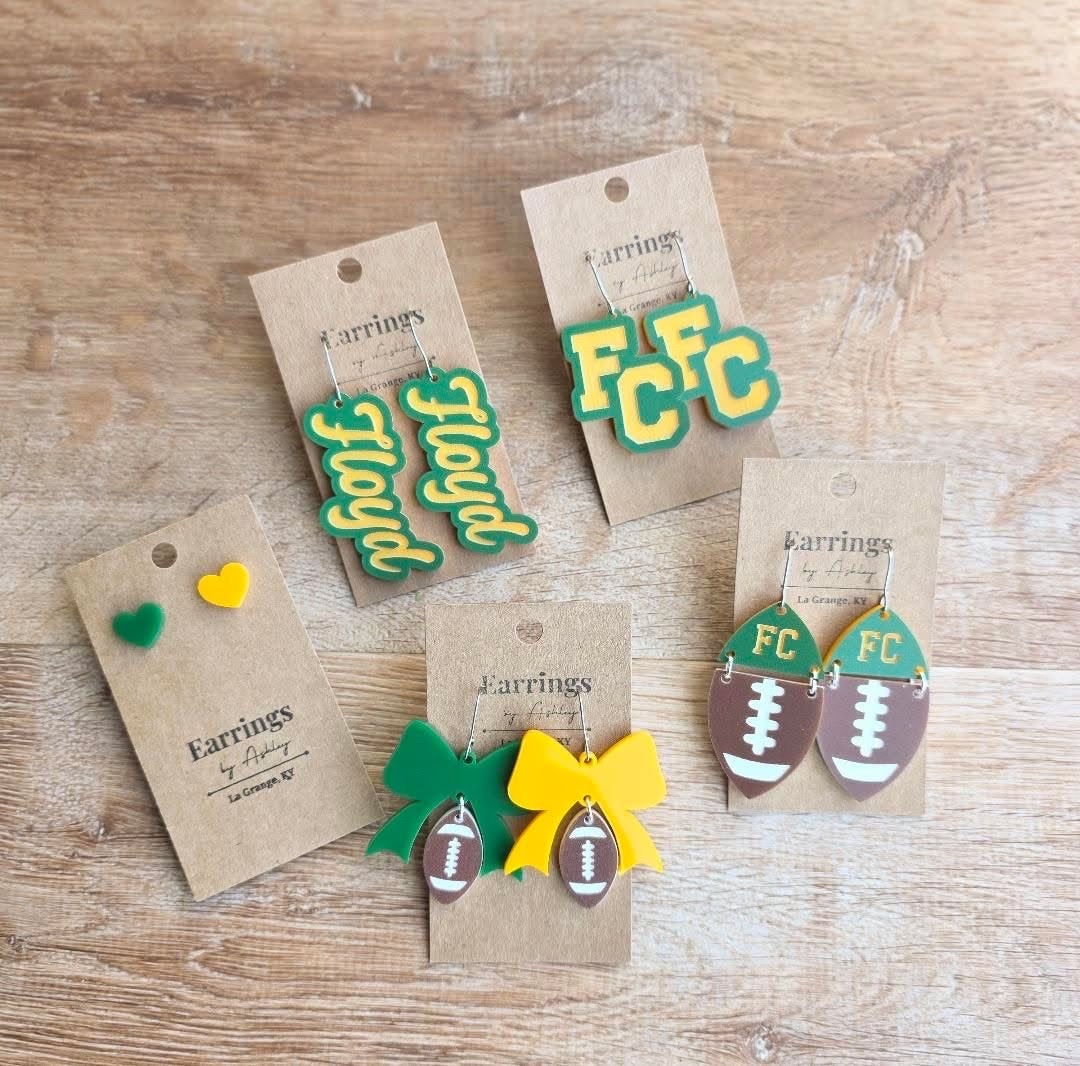 Green/gold Game Day earrings