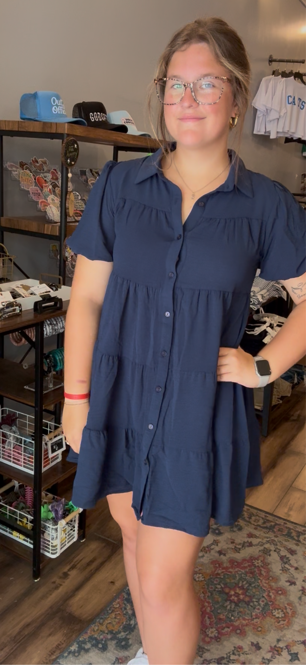 Navy tiered dress