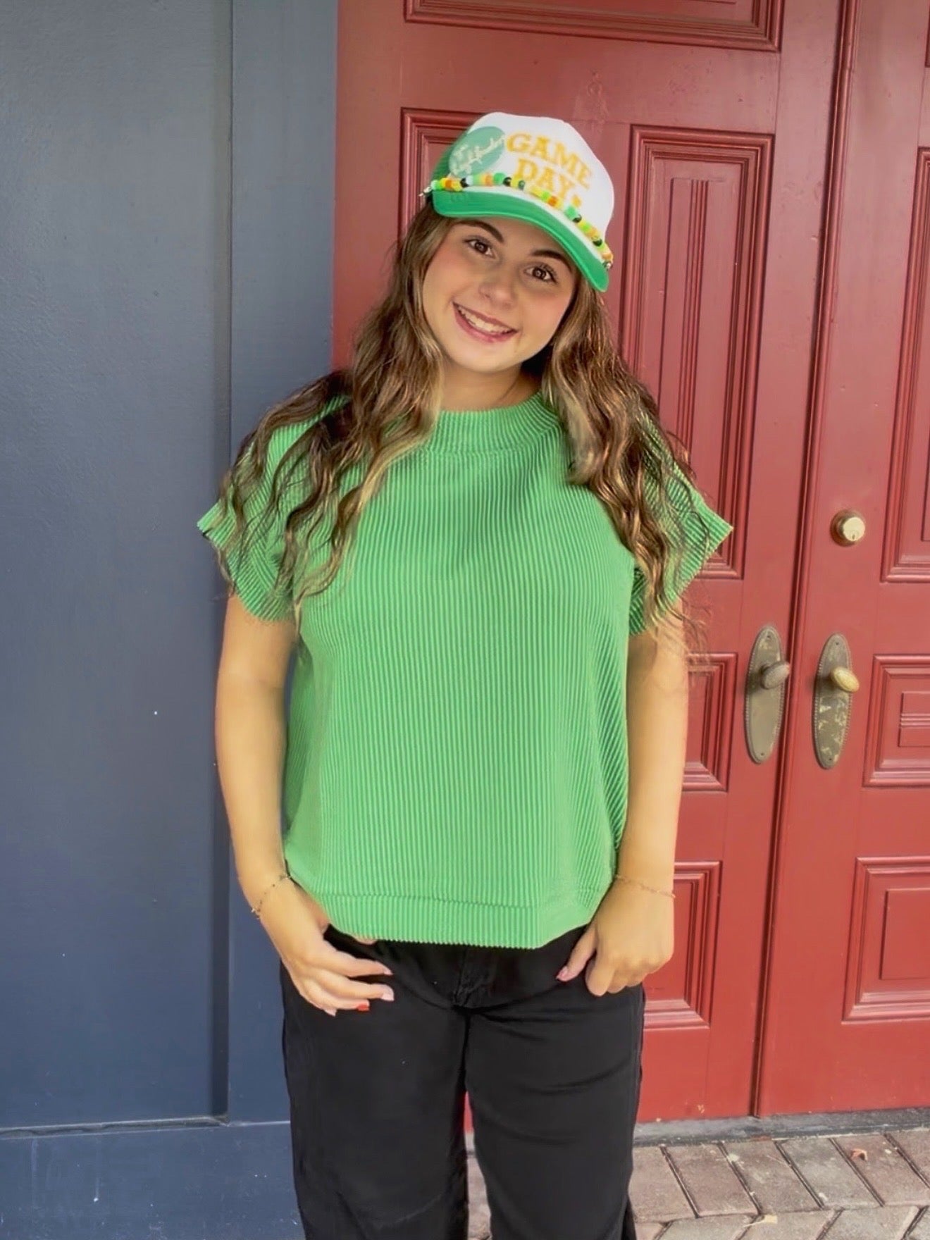 Kelly green raised rib tee