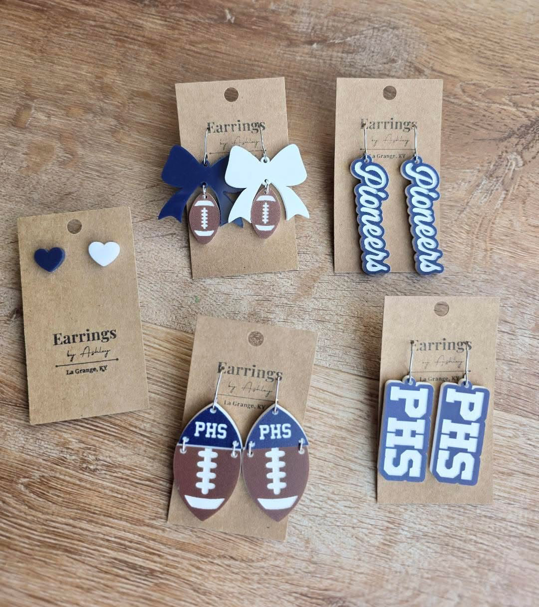 Navy/white game day earrings