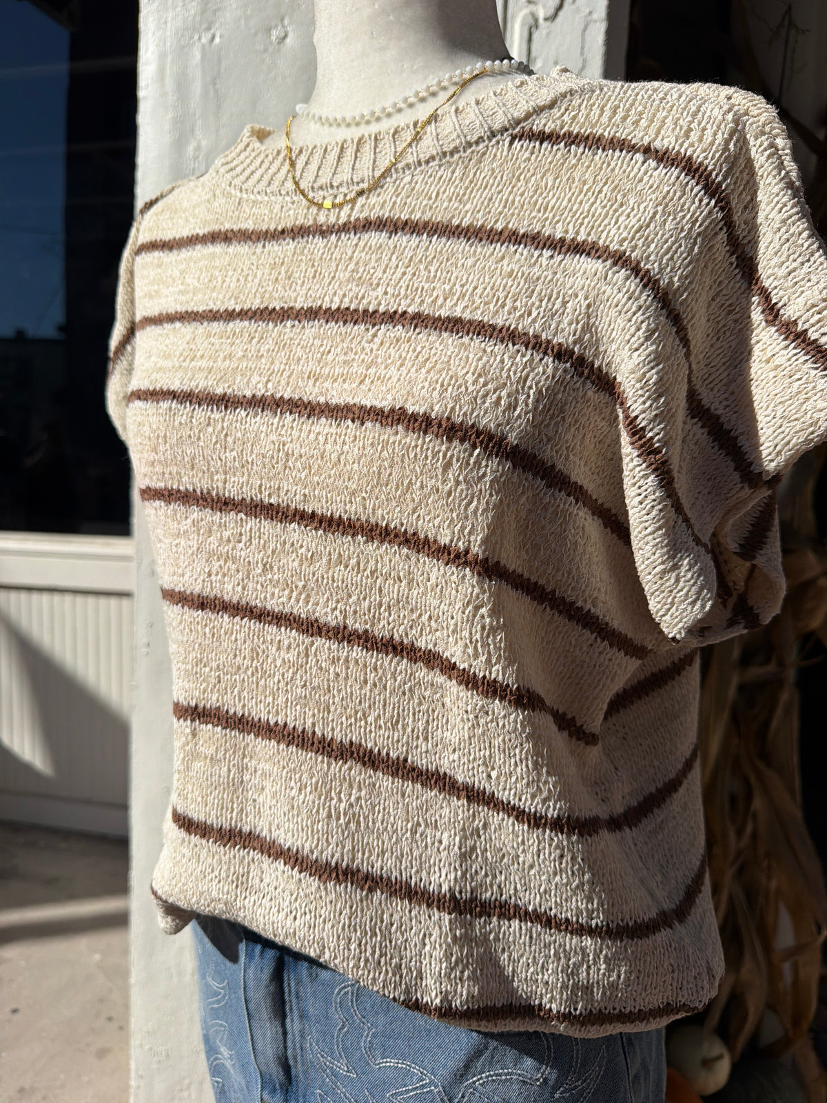 Striped Knit Sweater Vest Top