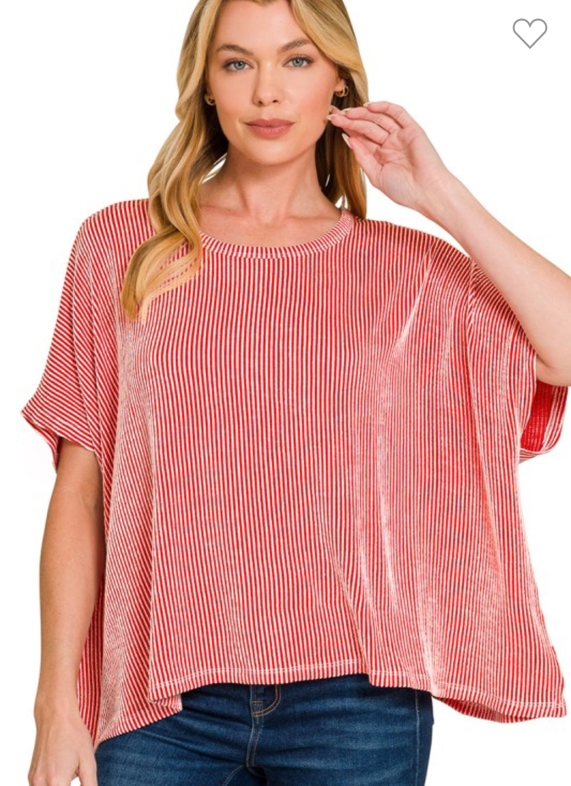 Ribbed striped oversize top