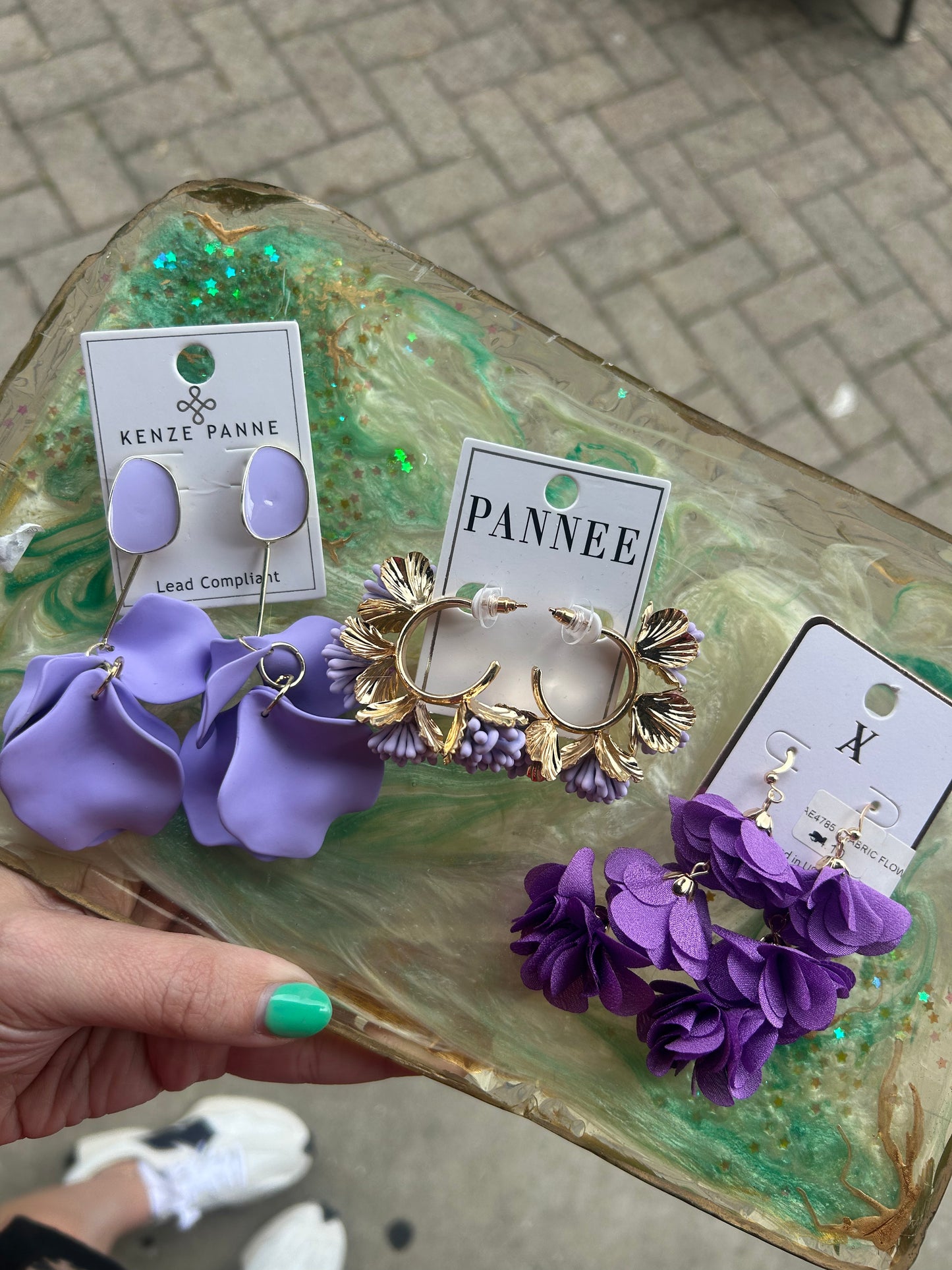 Purple derby earrings