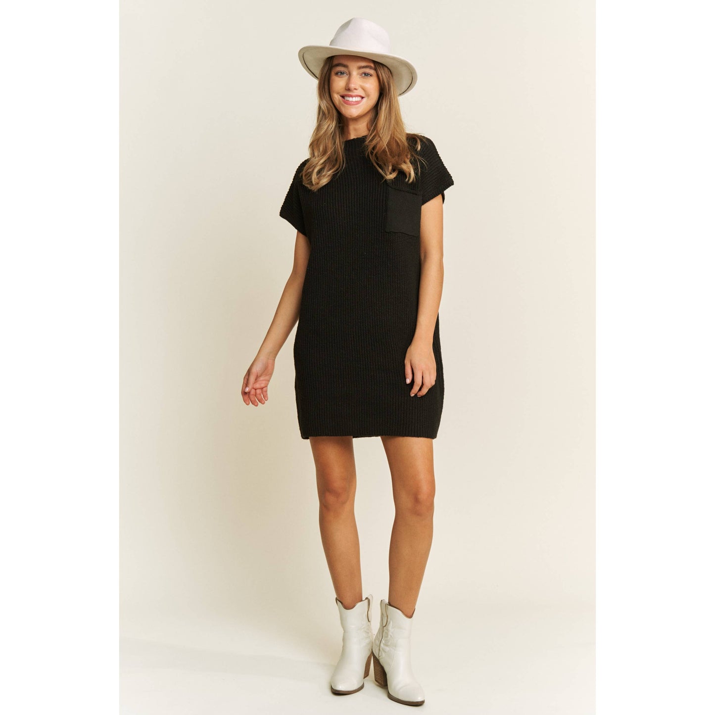 CLASSIC DROP SHOULDER SWEATER KNIT MINI DRESS