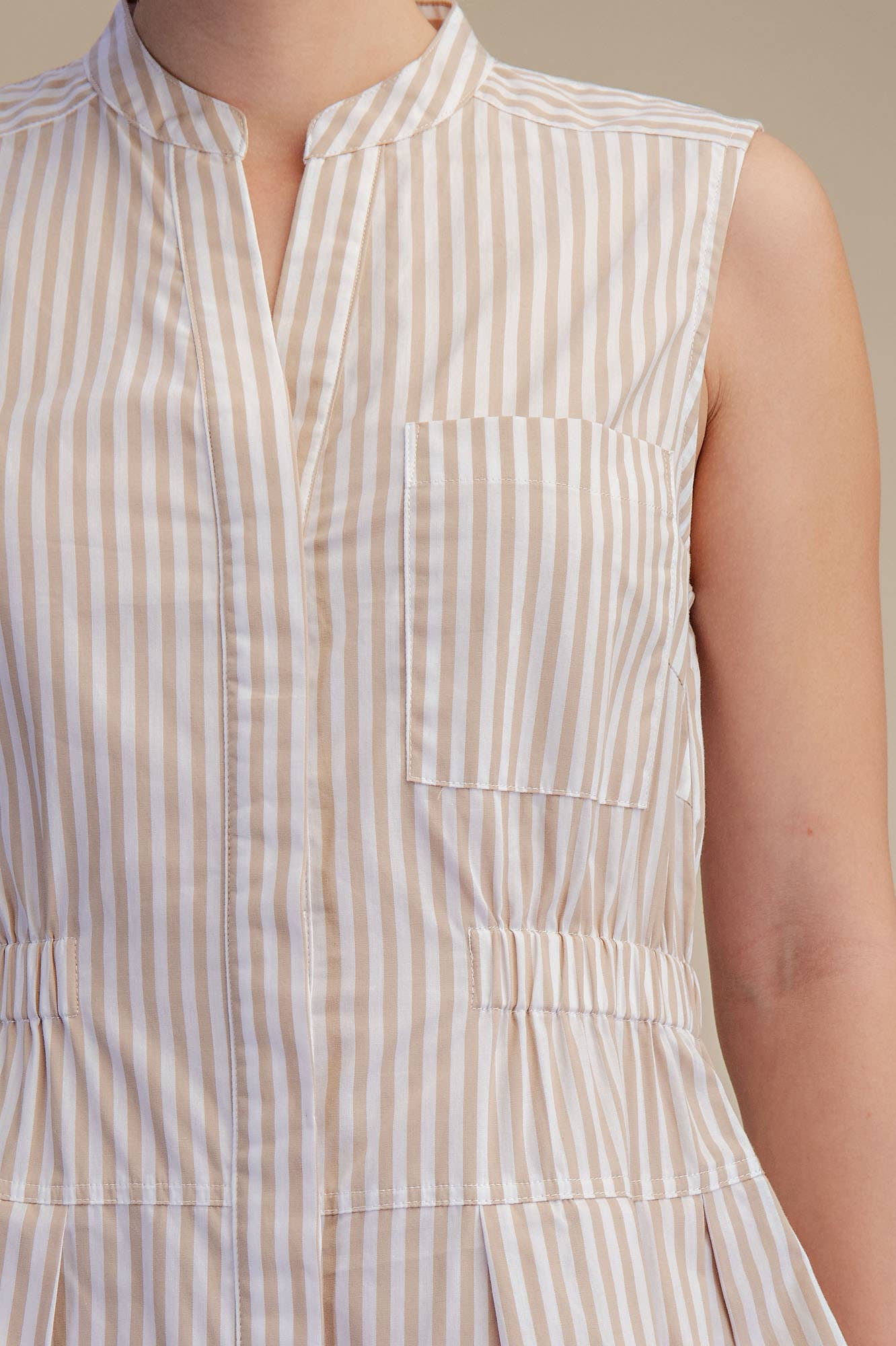 Sleeveless V-neck Fit & Flare Shirtdress