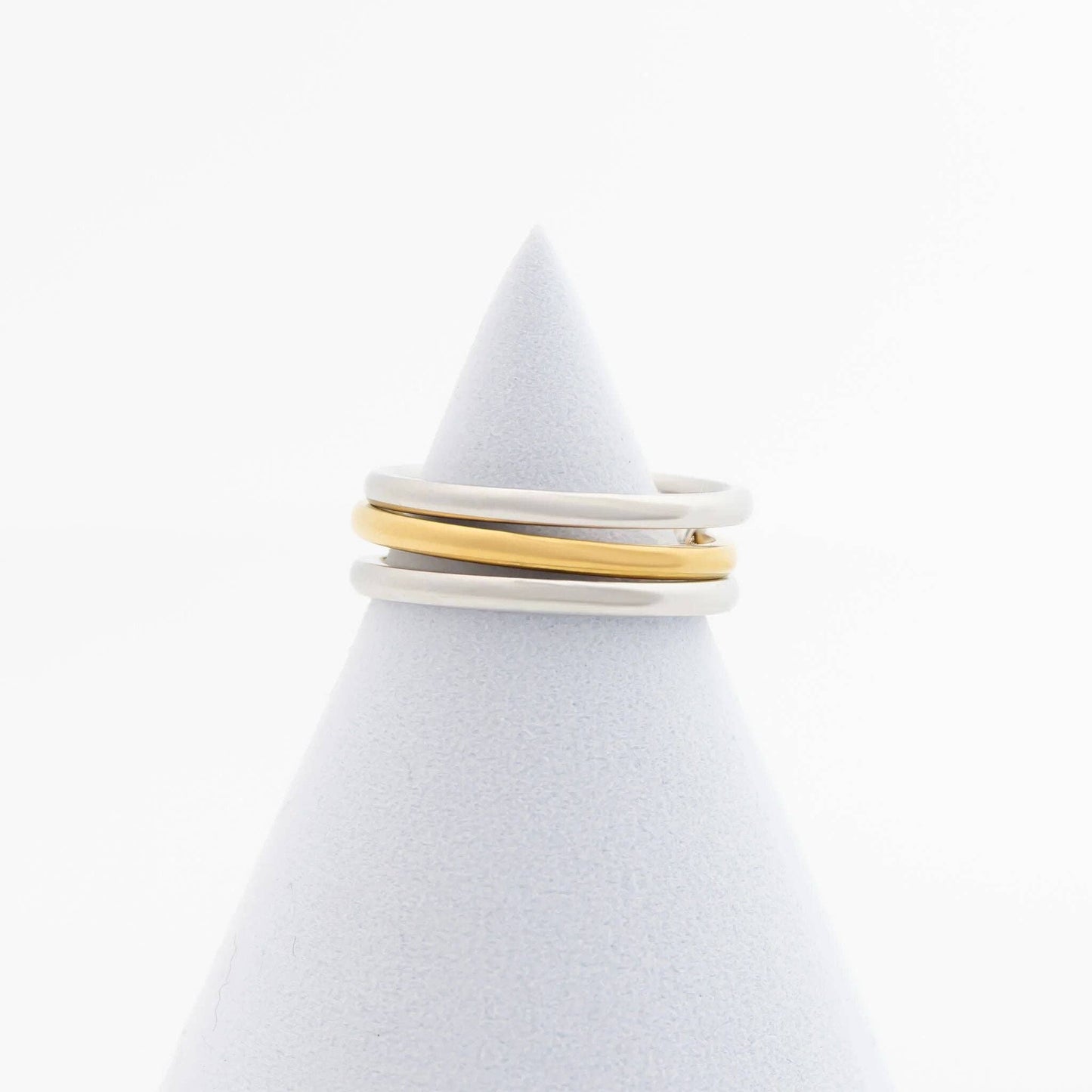18K Gold Stainless Steel Mixed Metal Triple Intertwined Ring