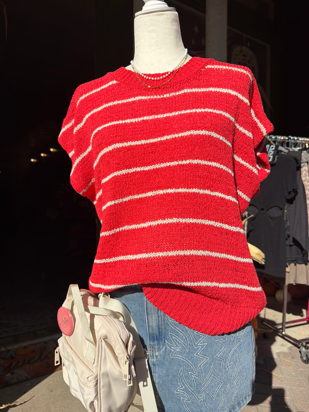 Striped Knit Sweater Vest Top