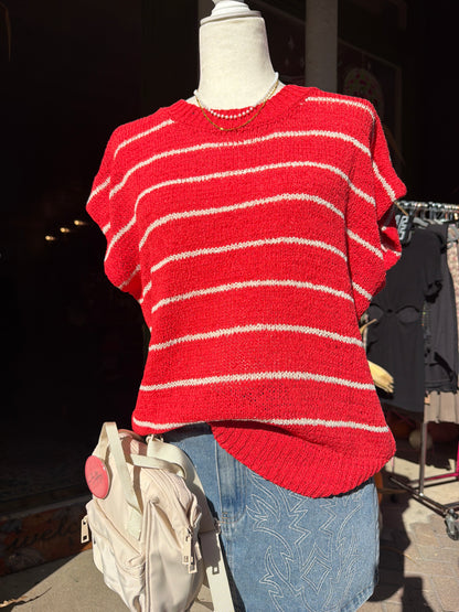 Striped Knit Sweater Vest Top