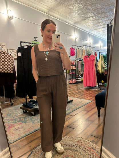 TEXTURED HIGH ELASTIC WAIST LOUNGE PANTS