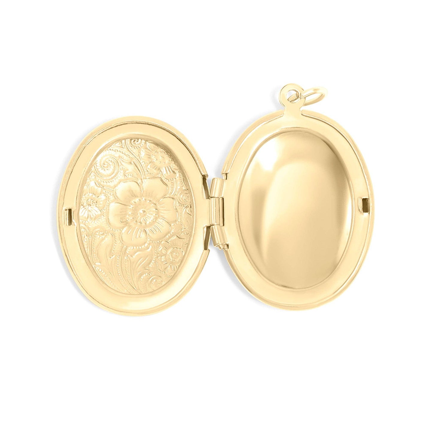 18K Gold PVD Stainless Steel Textured Oval Locket Pendant