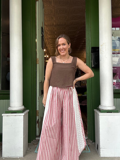 Candy stripe eyelet pants