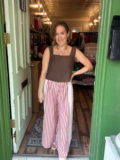 Candy stripe eyelet pants