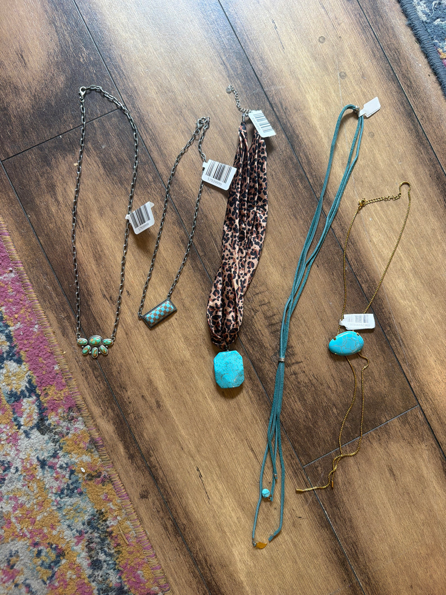 Long scarf necklace with stone