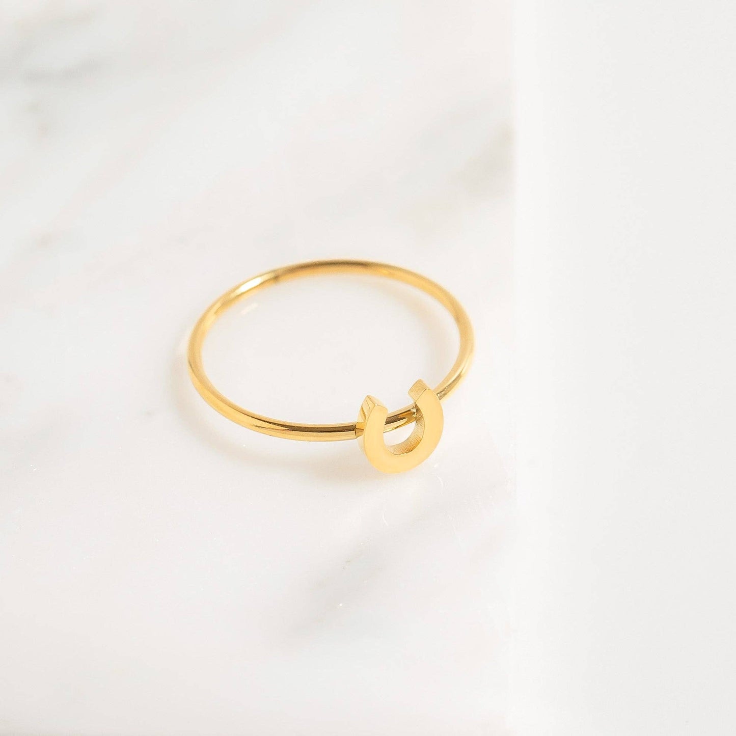 18K Gold PVD Stainless Steel Horseshoe Stacking Ring