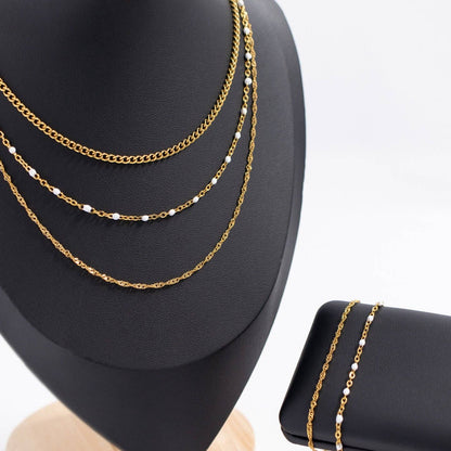 18K Gold PVD Stainless Steel Singapore Chain Necklace