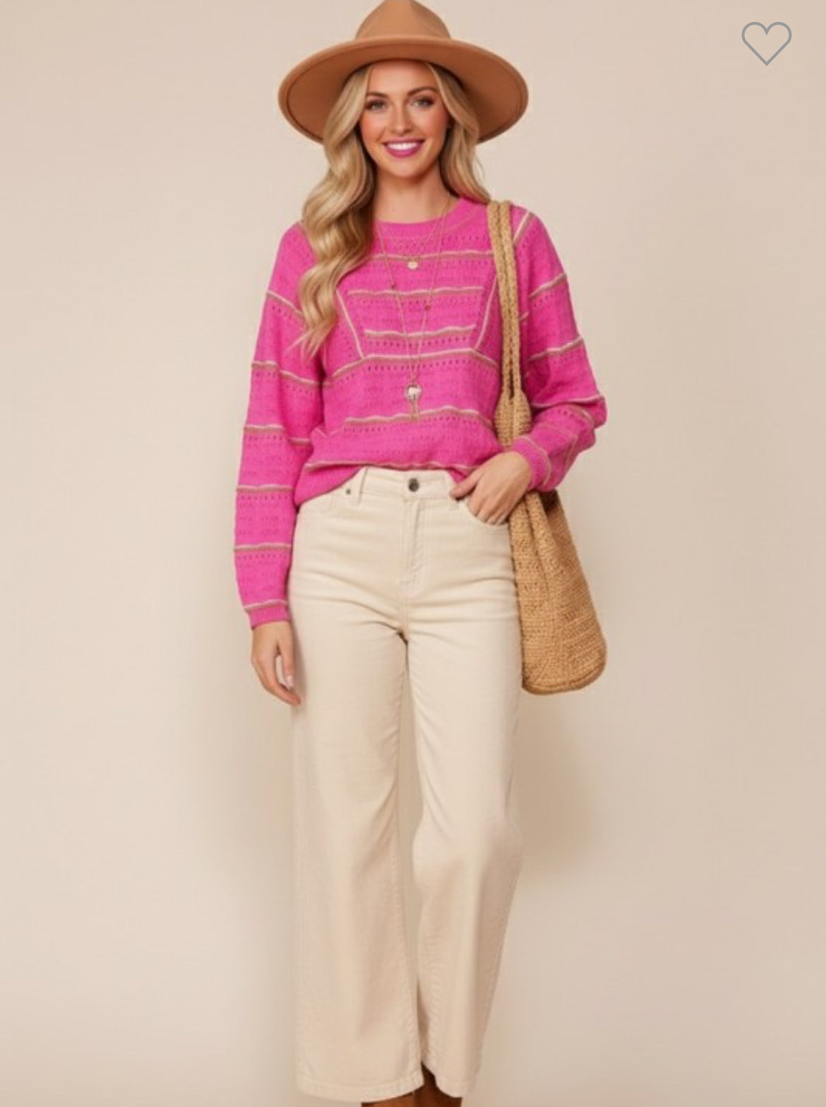 Fuschia textured knit sweater