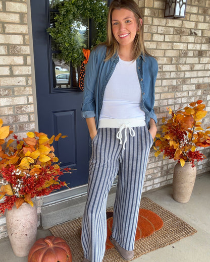 Raised Rib Striped Lounge Pants