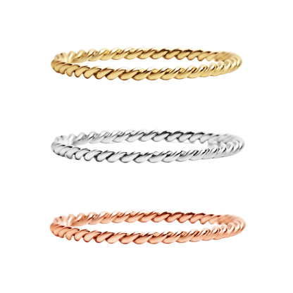 Stainless Steel Braided Stacking Ring - Hypoallergenic