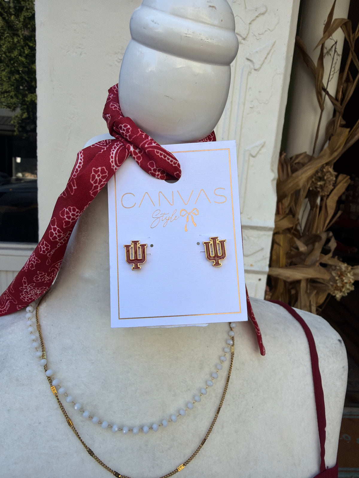 Indiana Hoosiers Enamel Logo Stud Earrings in Shiny Gold