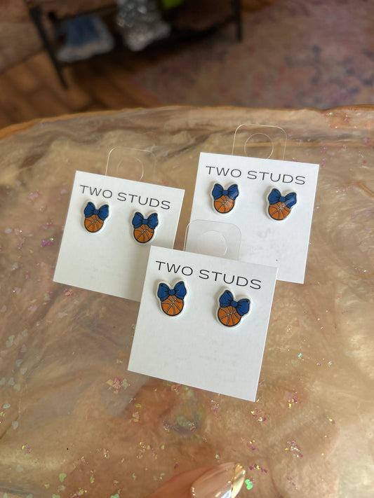 Solid blue basketball bows