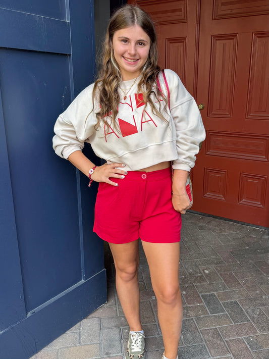 Indiana cream and crimson cropped sweatshirt