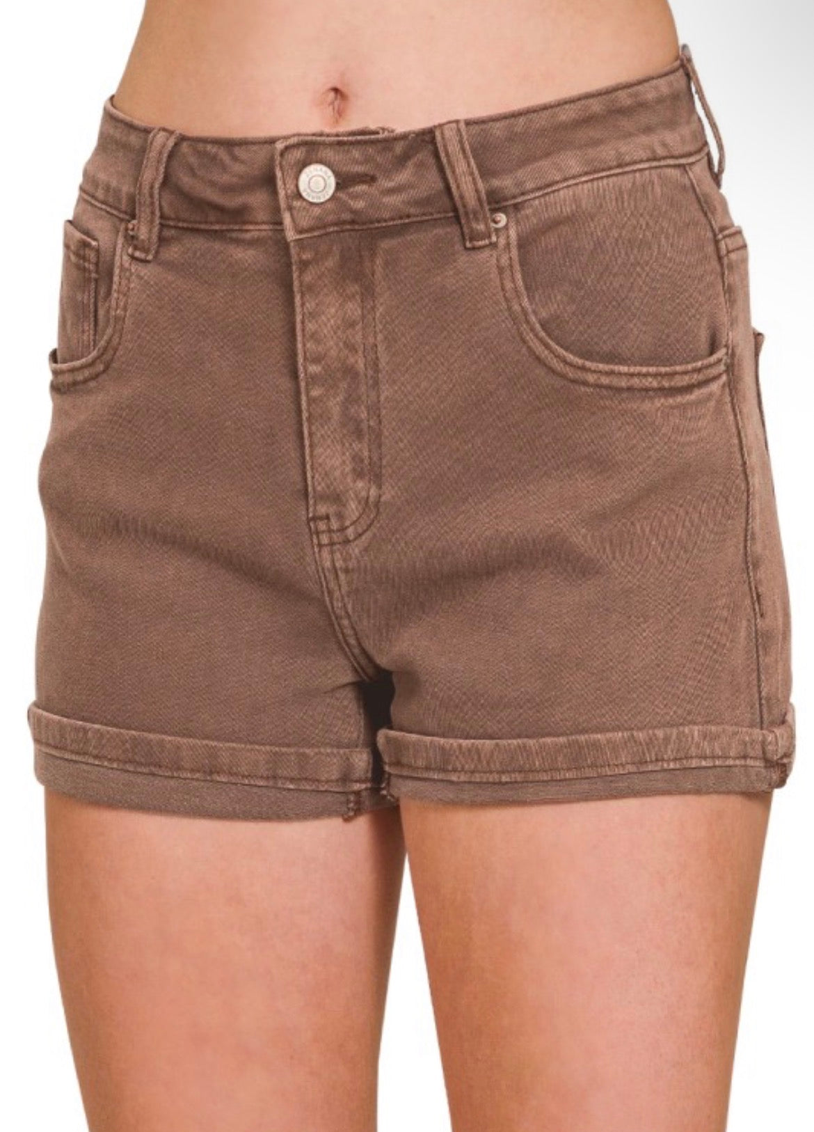 Cuffed Denim Shorts