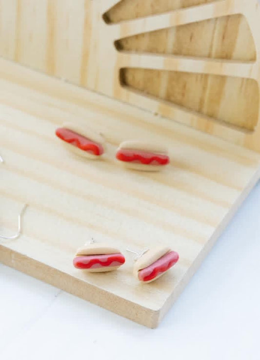 Hot Dog Clay earrings