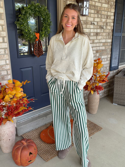 Vertical Striped Wide Leg Pants
