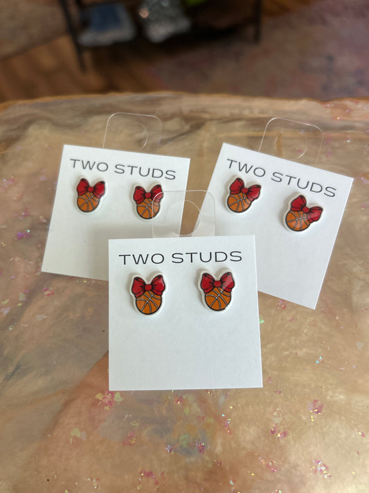 Solid red basketball bows