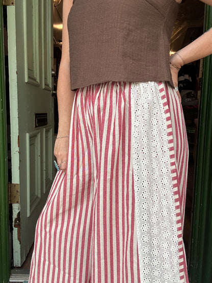 Candy stripe eyelet pants