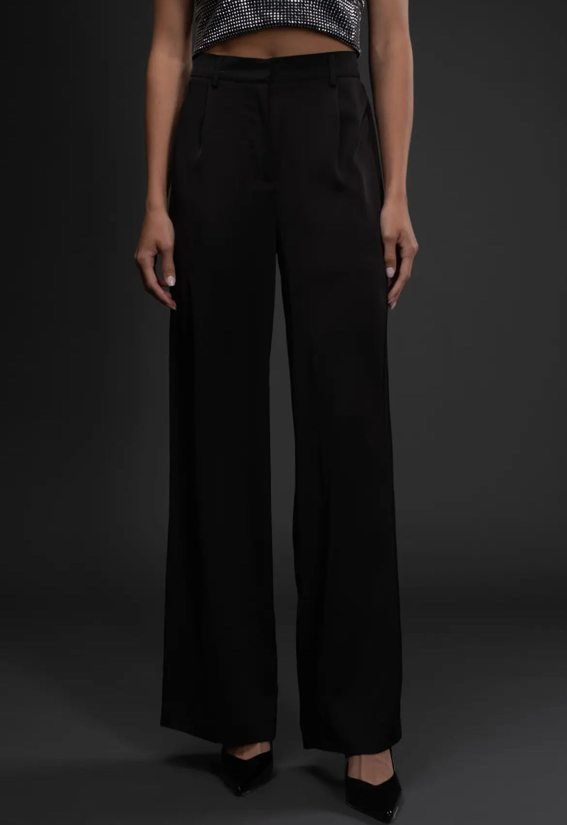 Black satin pants