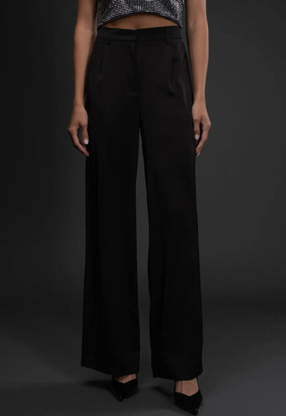 Black satin pants