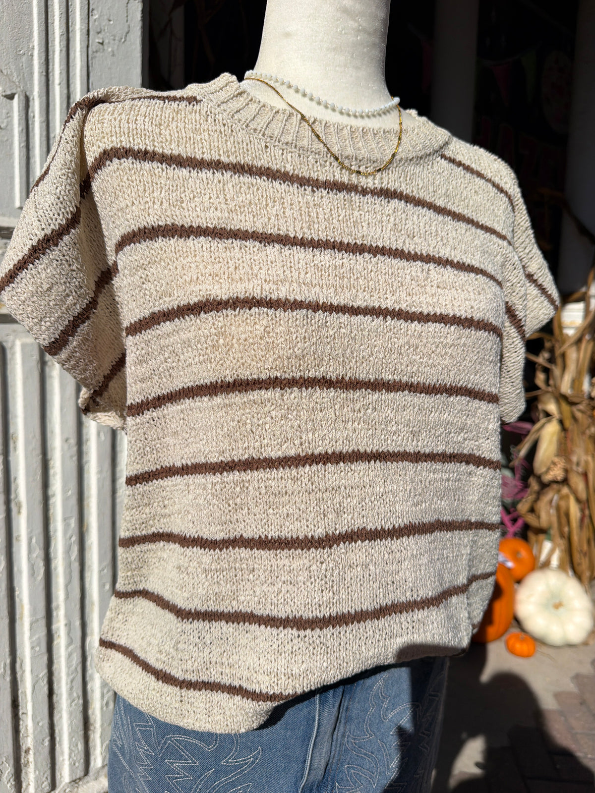Striped Knit Sweater Vest Top