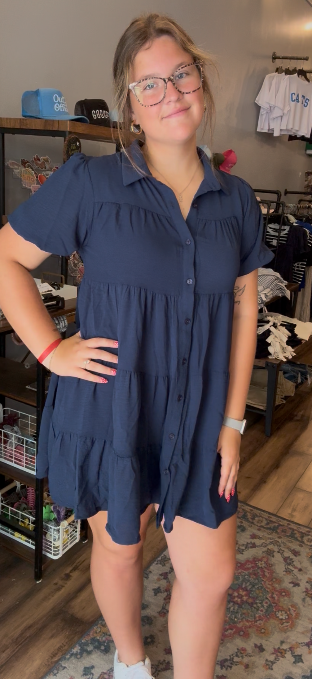 Navy tiered dress