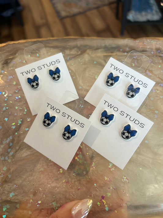 Solid blue soccer bows