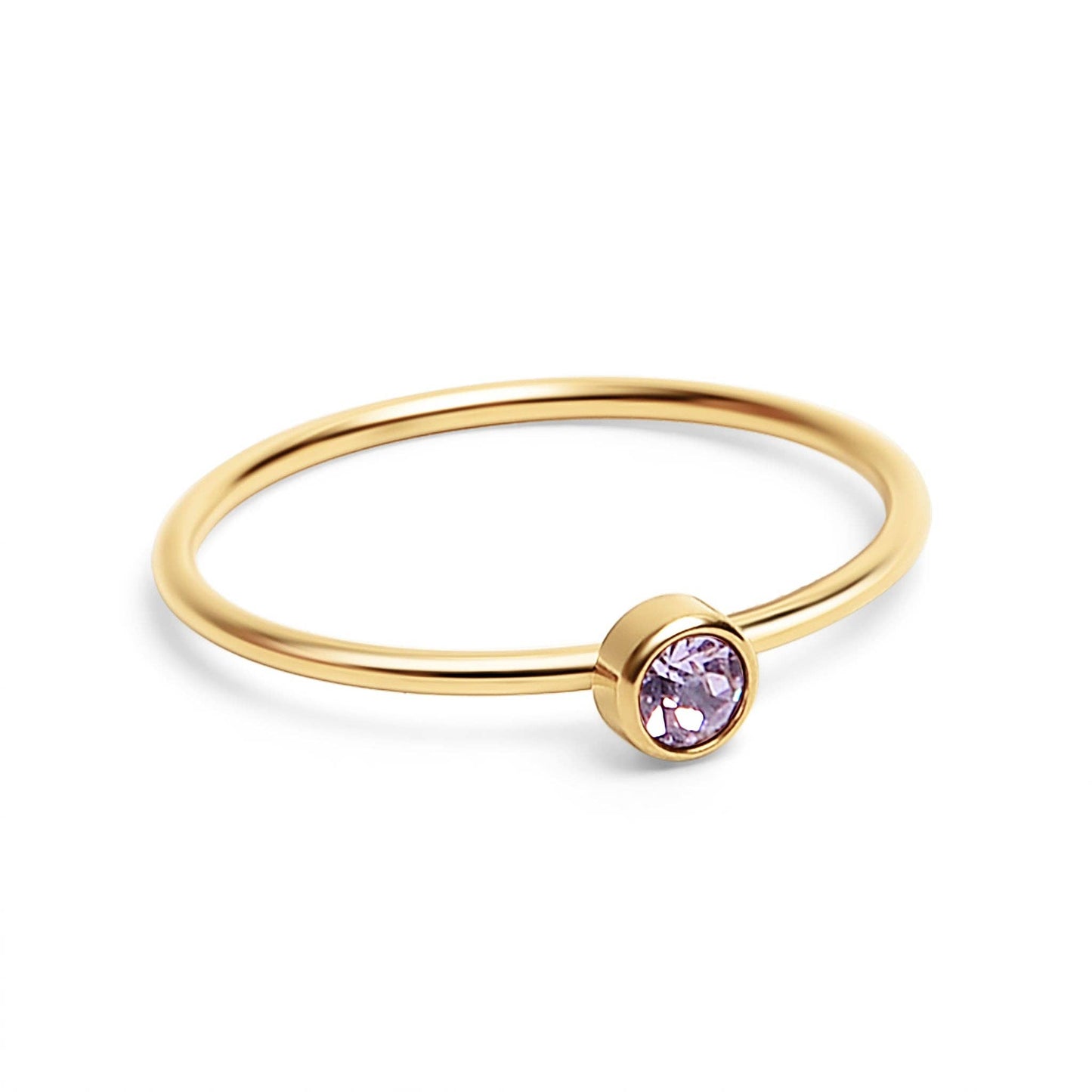 18K Gold Birthstone Stacking Ring