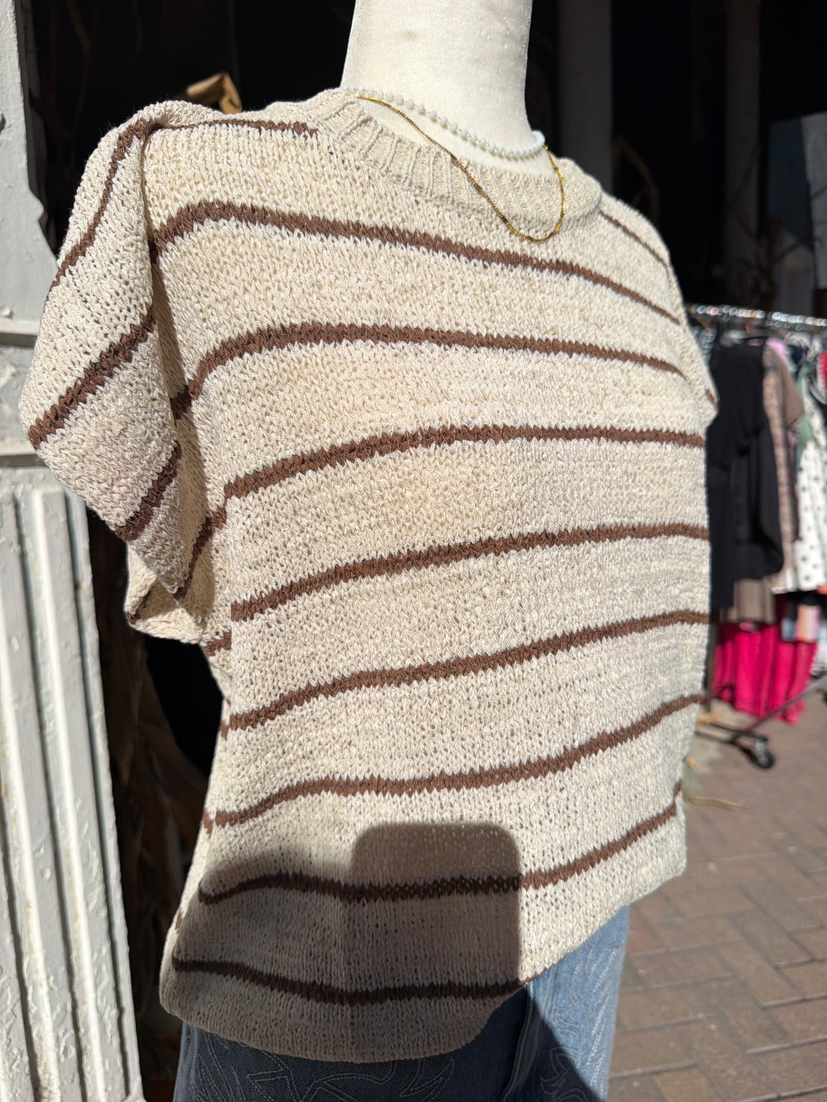 Striped Knit Sweater Vest Top