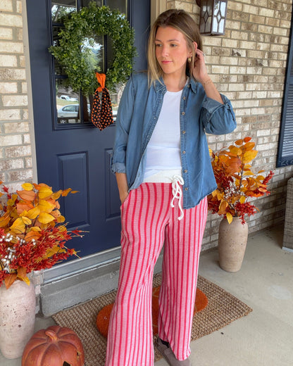 Raised Rib Striped Lounge Pants