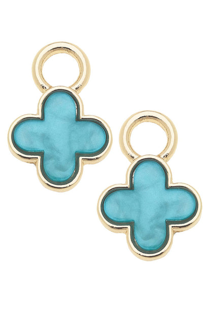 Marbled Enamel Clover Huggie Charm (Set of 2)
