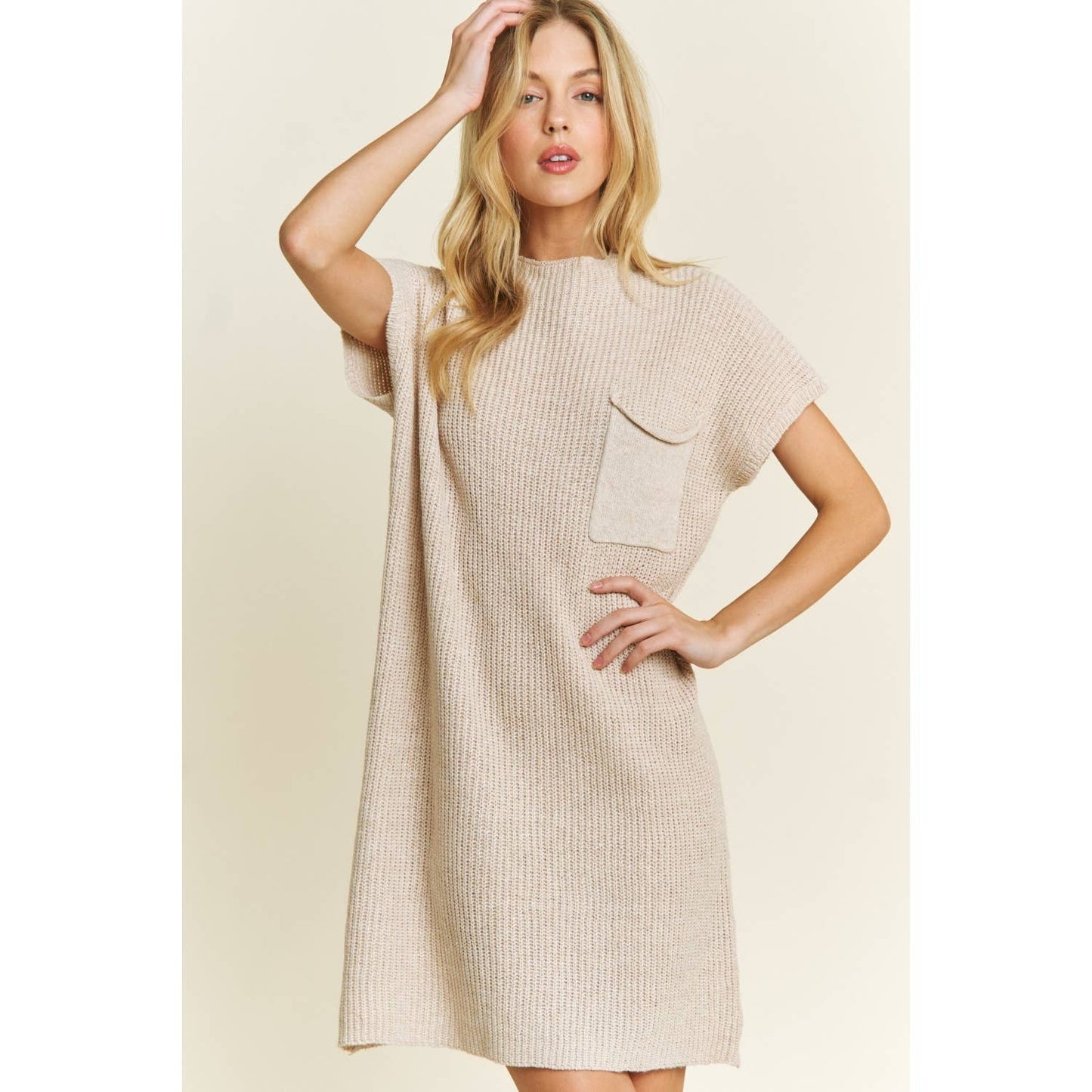 CLASSIC DROP SHOULDER SWEATER KNIT MINI DRESS