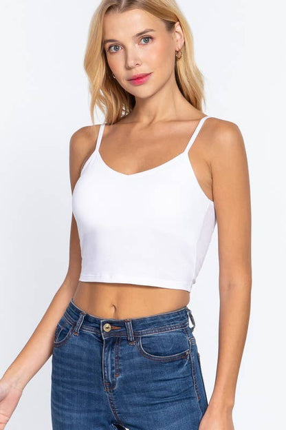 V-neck W/removable Bra Cup Cotton Spandex Cami