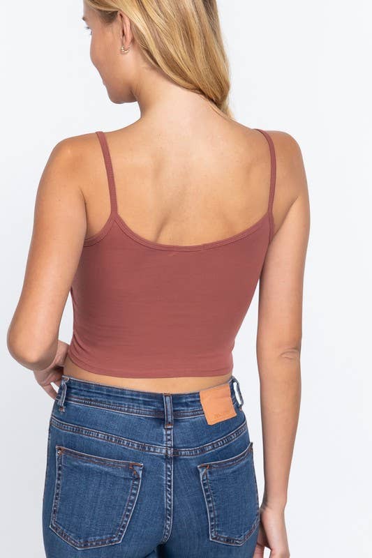 V-neck W/removable Bra Cup Cotton Spandex Cami