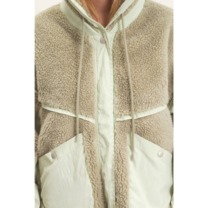 Contrast Panel Sherpa Hooded Jacket