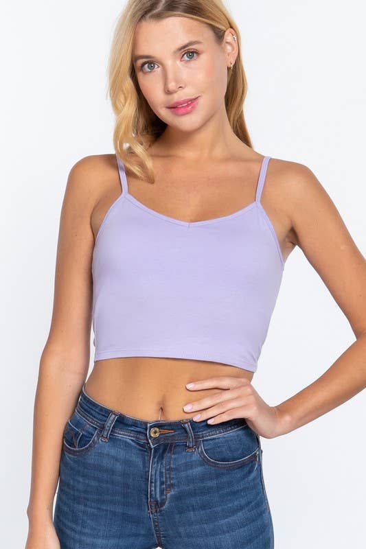 V-neck W/removable Bra Cup Cotton Spandex Cami